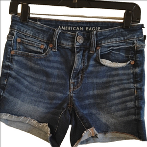 American Eagle Outfitters Blue Jean Shorts Frayed Hem. Size 4.
